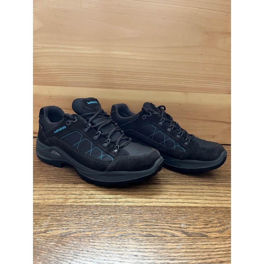 Lowa Toledo GTX LO Waterproof Hiking Shoes Black/Blue Women's Size 9 EU 41